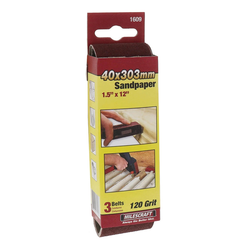 SandDevil Sanding Belts - 1-1/2" x 12" - 3 Pack - Grit:120 Grit